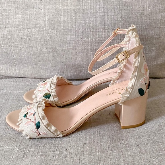 Kate Spade Floral Embroidered Heeled Sandals - Picture 2 of 10